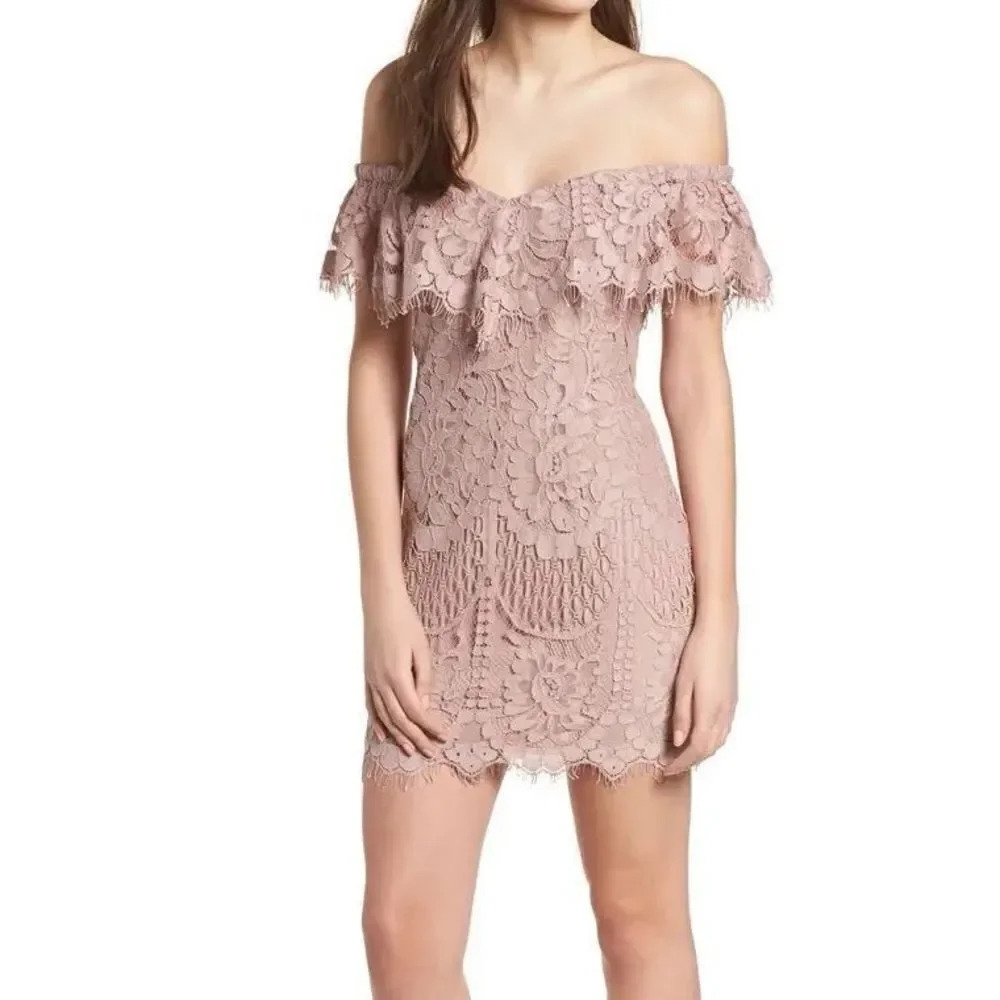 WAYF Venice Off the Shoulder Lace Minidress